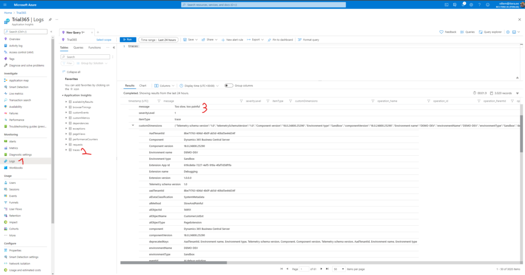 Azure Application Insights overview with Business Central telemetry